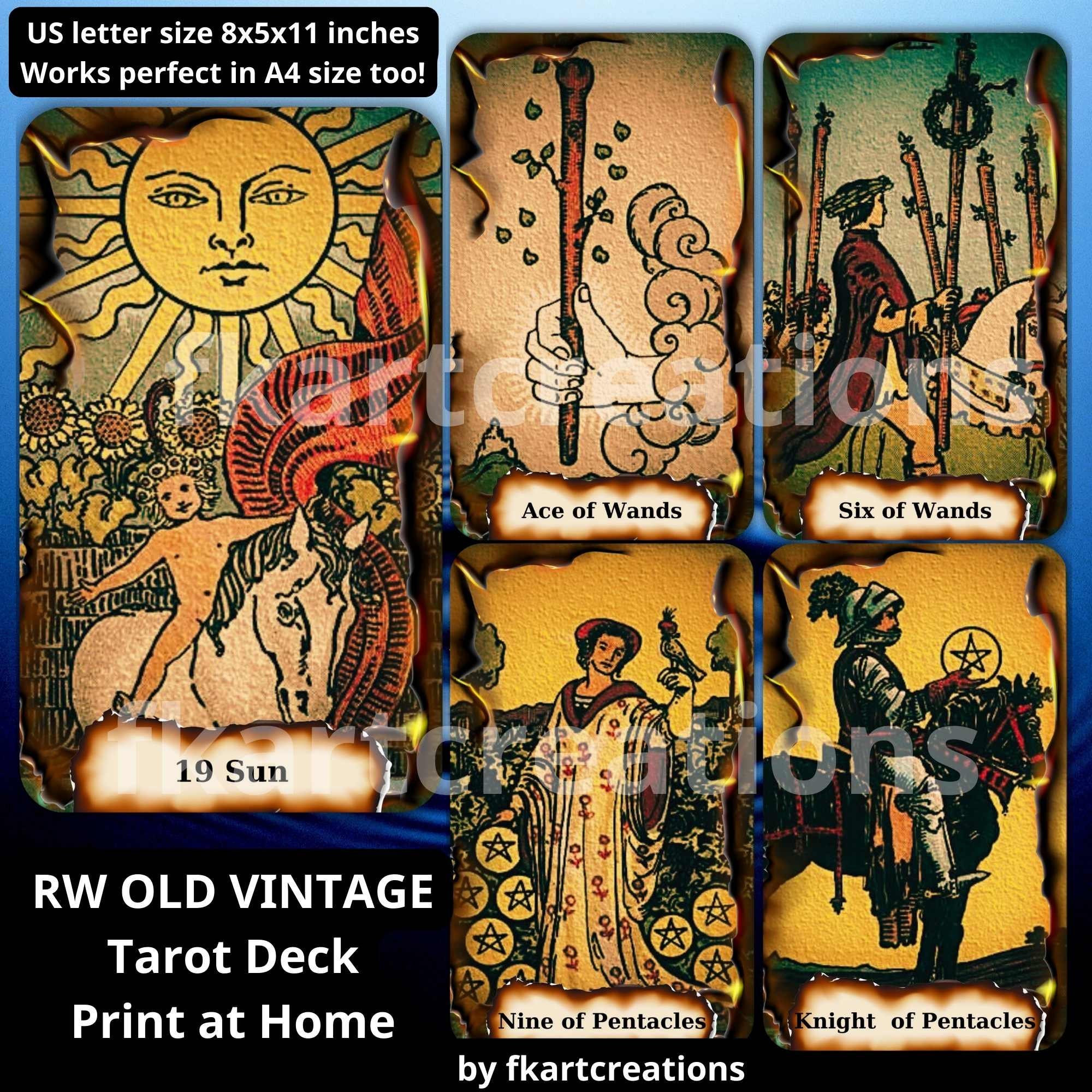 Vintage Inspired Tarot Deck Instant Download Printable Rider