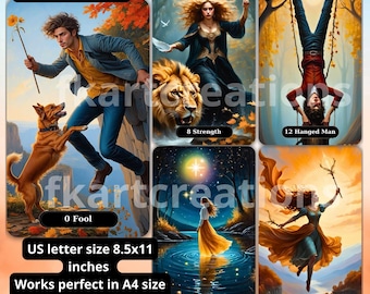 AUTUMN Unique Oil Painting & Photorealistic Tarot Deck Printable Instant Download Print At Home Oracles Digital Tarot Readers DIY Cards