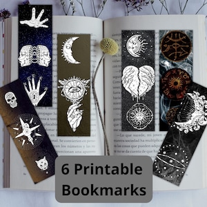 Printable Mystic Celestial Symbolic Set of 6 Bookmarks Digital Download Files for Your Mystical Books DIY Template Box Perfect Witchy Gift