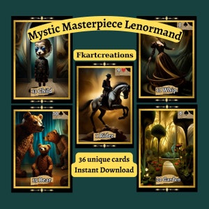 Instant Download afdrukbare kaarten Mystic Masterpiece Lenormand dek abstracte surrealistische kunst voor waarzeggerij Unieke DIY-print thuis perfect cadeau