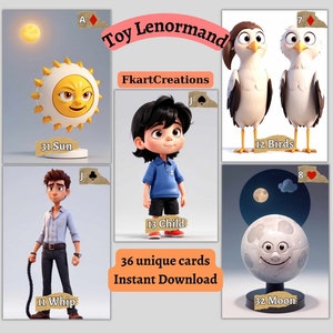 Natychmiastowe pobieranie kart do druku – odkryj zabawną magię talii „Toy Lenormand”! Drukuj w domu, DIY, Unikatowe, Wyrocznie, Czytelnicy Taro