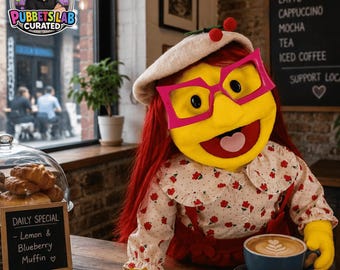 Professional Hand Puppet - Karin 28" Custom Ventriloquist Puppet, Unique 1-of-1 Handmade Muppet Style Character for Storytelling & Video
