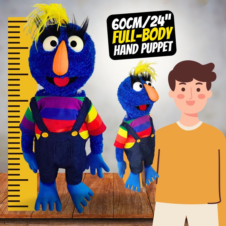 Pubbets Grumplesnoot 24 Furry Monster Hand Puppet Set Puppet, Arm Rod, Carry Bag, Eye Stickers, 10-Part Course & BONUS Goofy Monster Tote image 4