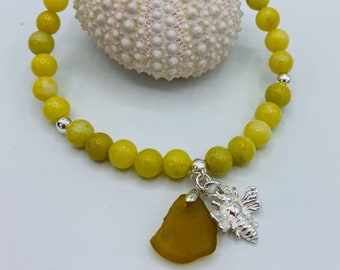 Beautiful ocean tumbled seaglass jasper,granite agate,garnet epoxied and triple glazed