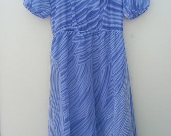 Vintage Handmade 70s Blue Maxi Dress Size 12