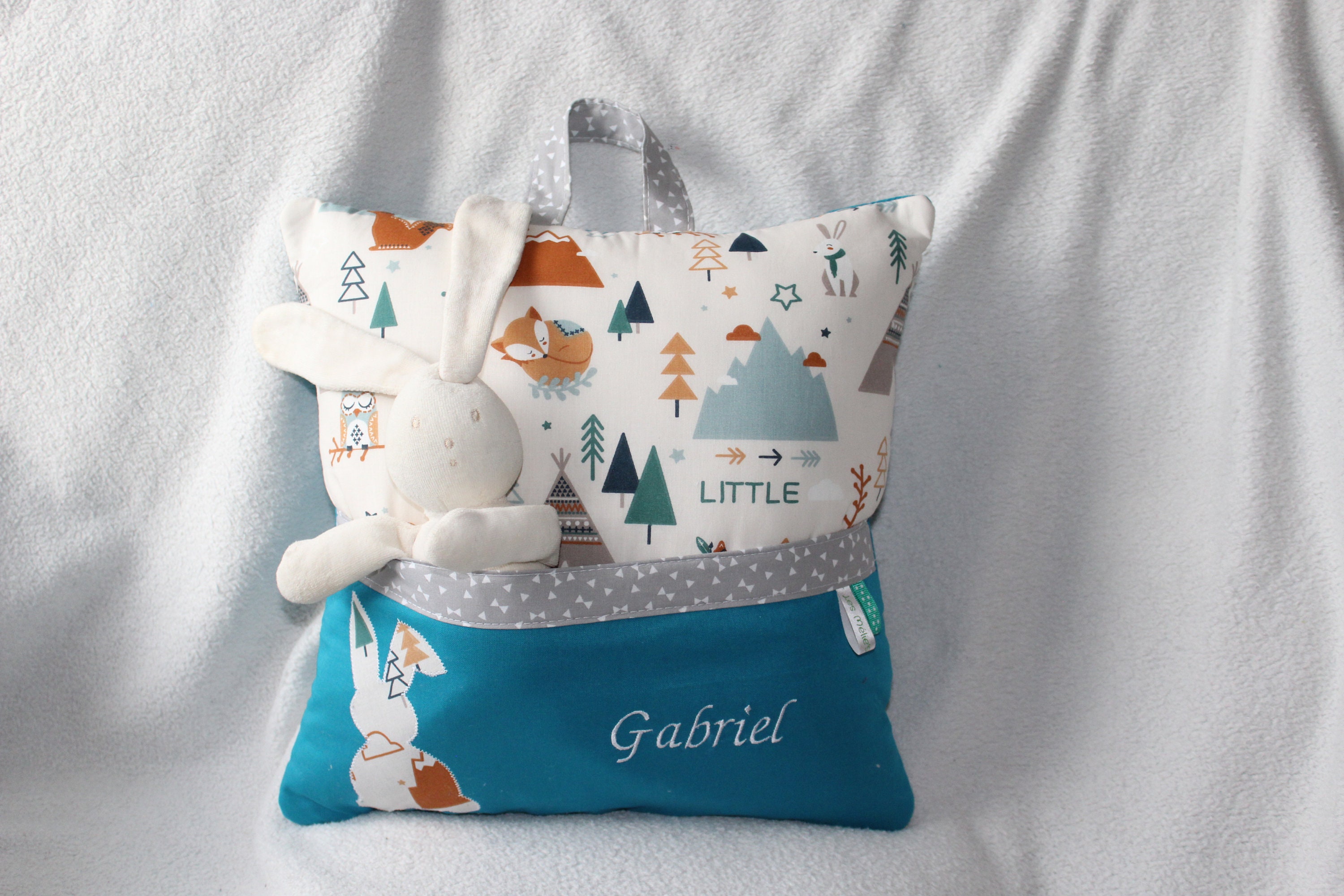 Coussin Range Doudou Adventures/Bleu Pétrole