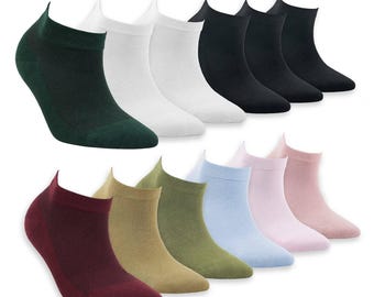 Women’s Bamboo Ankle Socks 12-Pack – Mixed Colors Soft Thin Low-Cut Socks
