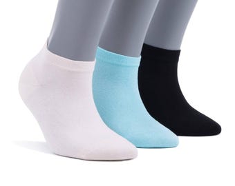 Women’s Bamboo Ankle Socks 3-Pack – Mixed Colors Soft Thin Low-Cut Socks