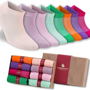 Women’s Bamboo Ankle Socks 8-Pack – Mixed Colors Soft Thin Low-Cut Socks