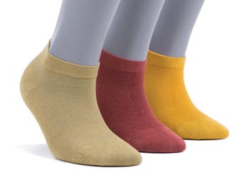 Women’s Bamboo Ankle Socks 3-Pack – Mixed Colors Soft Thin Low-Cut Socks