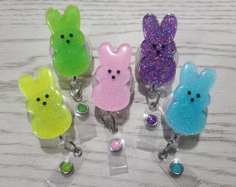 Marshmallow Bunny Peep Glitter Badge Reel