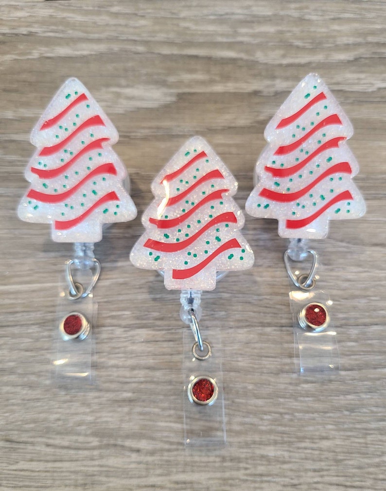 Christmas Tree Snack Cake Badge Reel Christmas Tree Badge Etsy