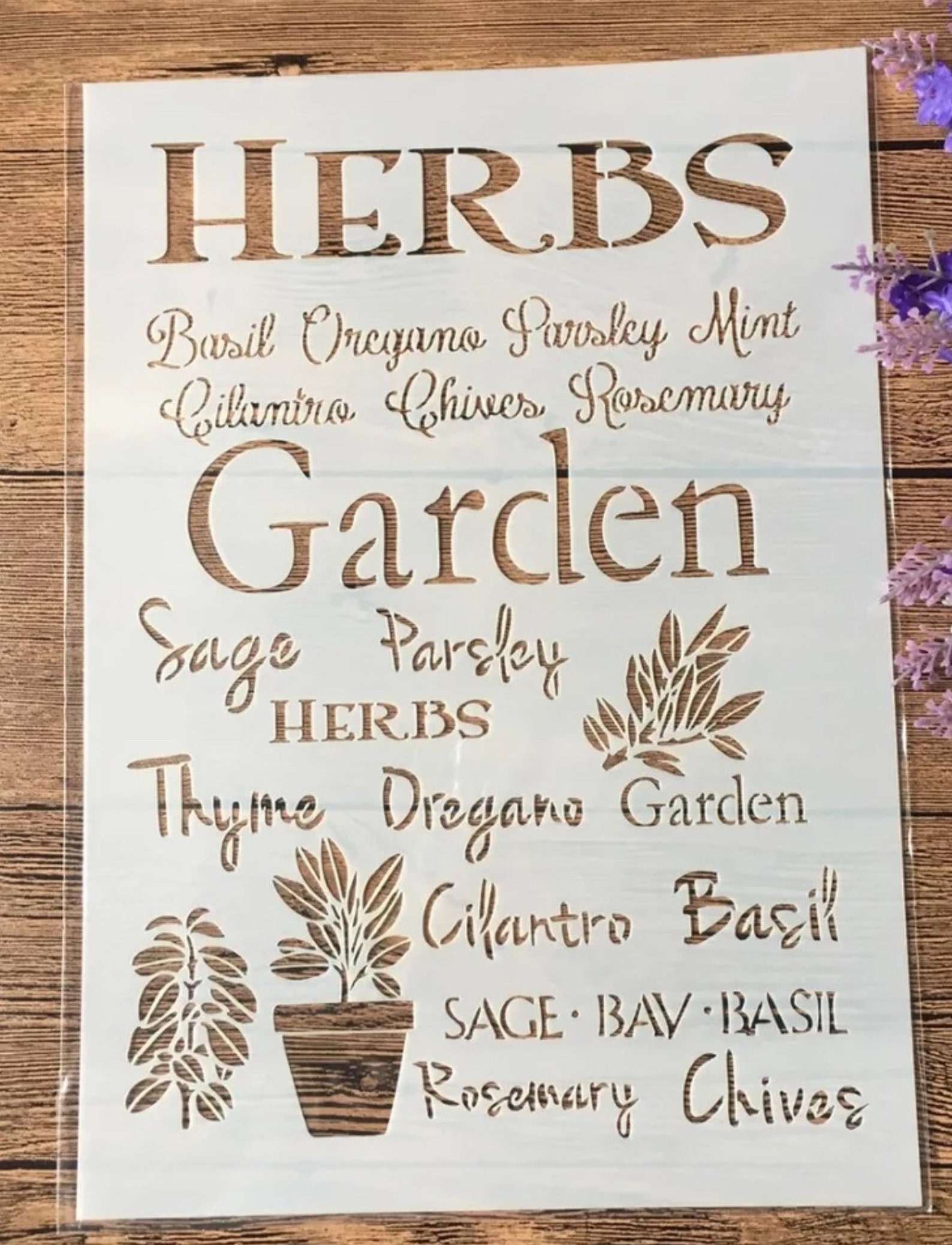 Garden Herb Stencil A4 Etsy
