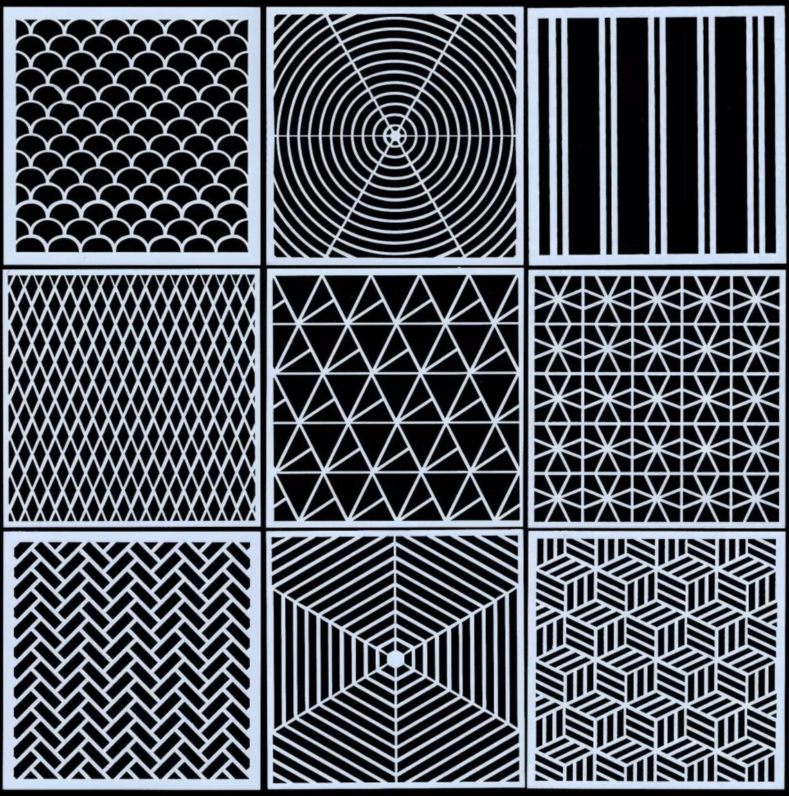 Geometric stencil set 5 Sq Etsy