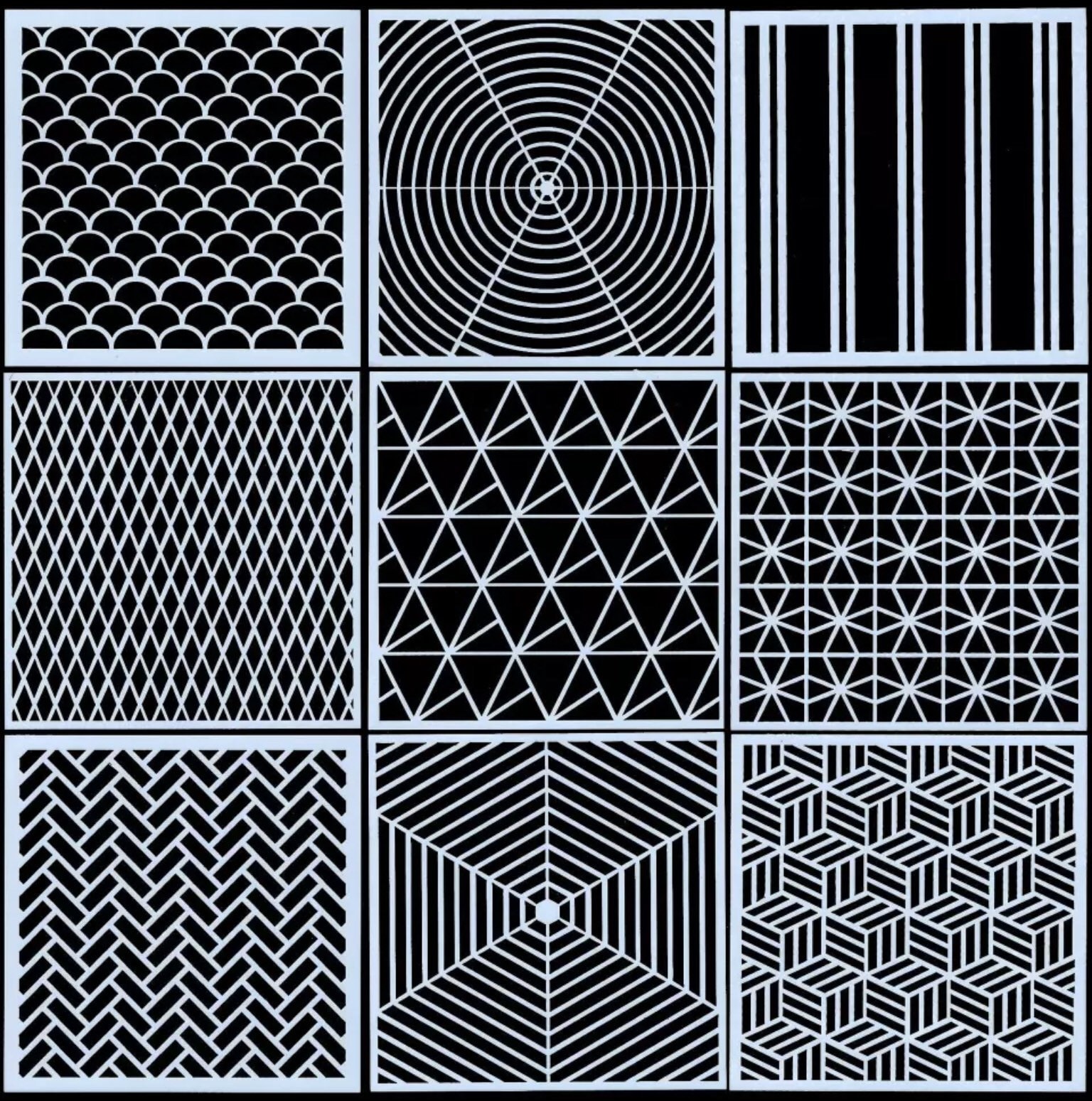 Geometric stencil set 5 Sq Etsy