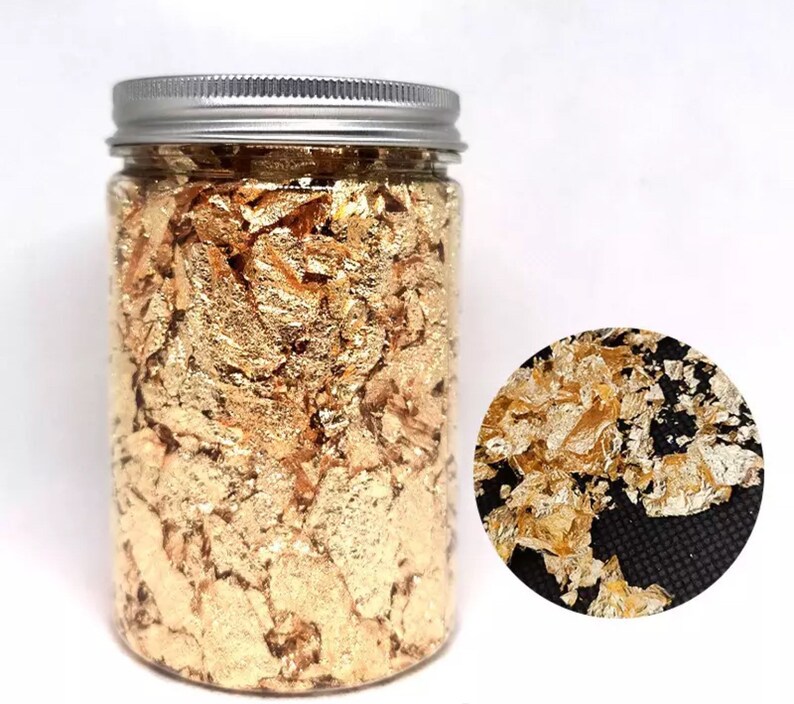 Gold Leaf Flakes Imitation Silver Rose Gold Etsy