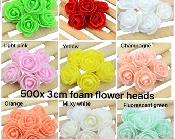 500pcs Artificial Flowers Foam 3 cm Roses without stem Wedding Bride Bouquet UK 