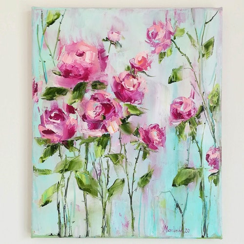 Rose Painting Flowers Art Painting Small Painting Canvas of | Etsy Canada