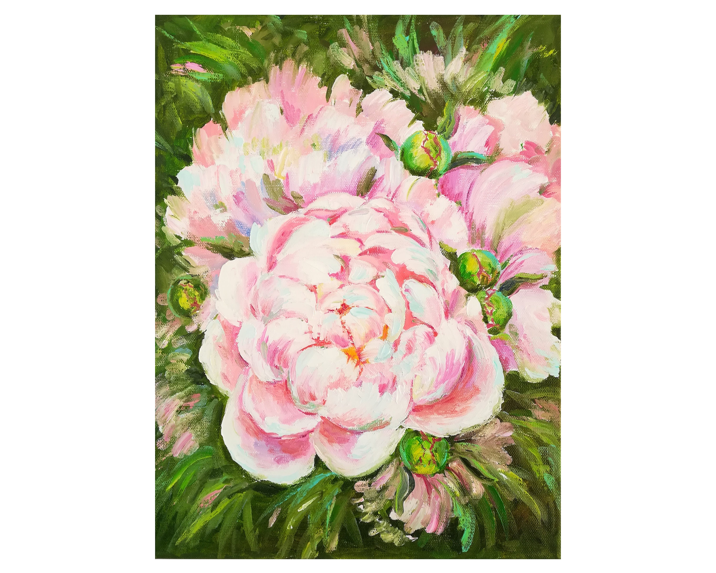 Peony oil painting canvas floral artwork Peony wall art Pink Etsy