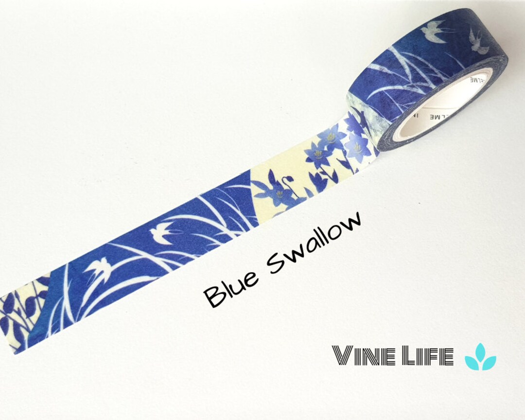 Blue Swallow Washi Tape Blue Washi Tape Pretty Washi Tape Etsy