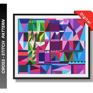 Geometry Game Cross-Stitch Pattern PDF | Modern Geometric Design for Vibrant Home Decor | Easy DIY Craft | Instant Download