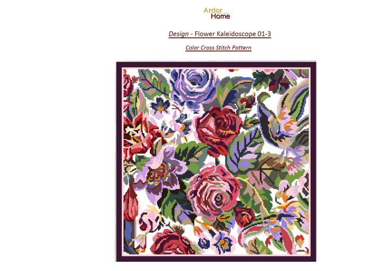 Cross Stitch Pattern PDF Flower cross stitch pattern Cross stitch pillow Home decor pillow cross stitch Floral embroidery PDF
