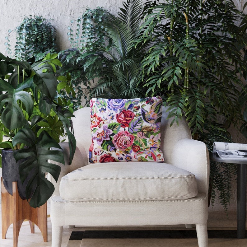 Cross Stitch Pattern PDF Flower cross stitch pattern Cross stitch pillow Home decor pillow cross stitch Floral embroidery PDF