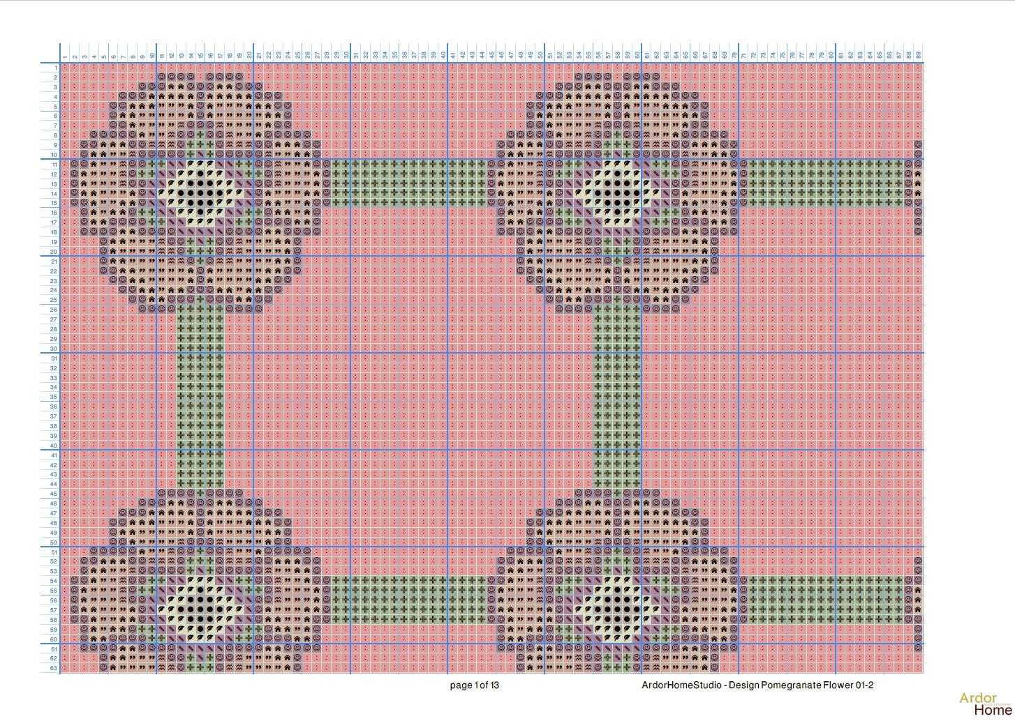 Cross Stitch Pattern PDF Pomegranate Cross Stitch Pattern Etsy