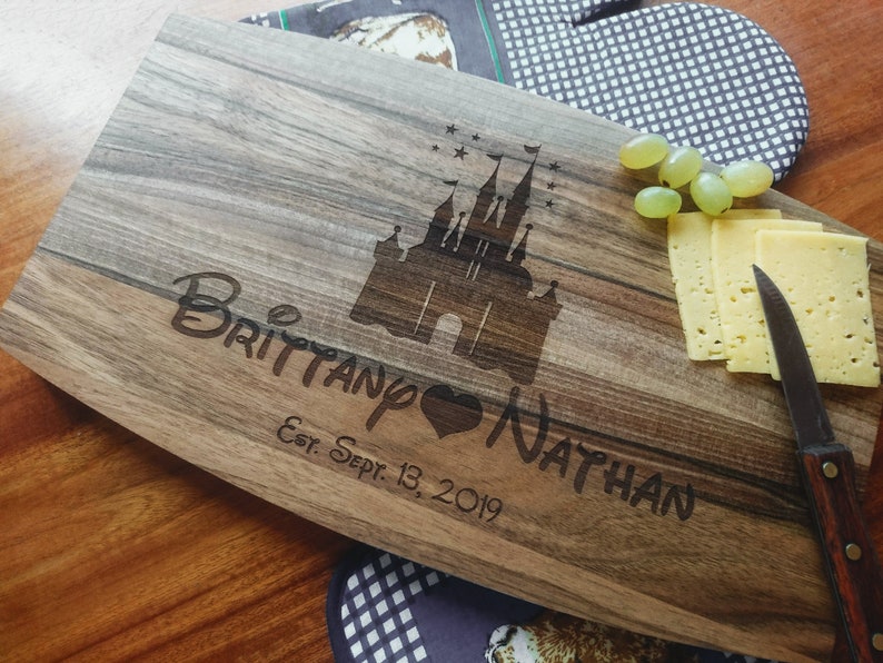 Custom Cutting Board castle Cutting Board mickey wedding Bridal Shower gift Castle Personalized Cutting Board Personalized Wedding Gift