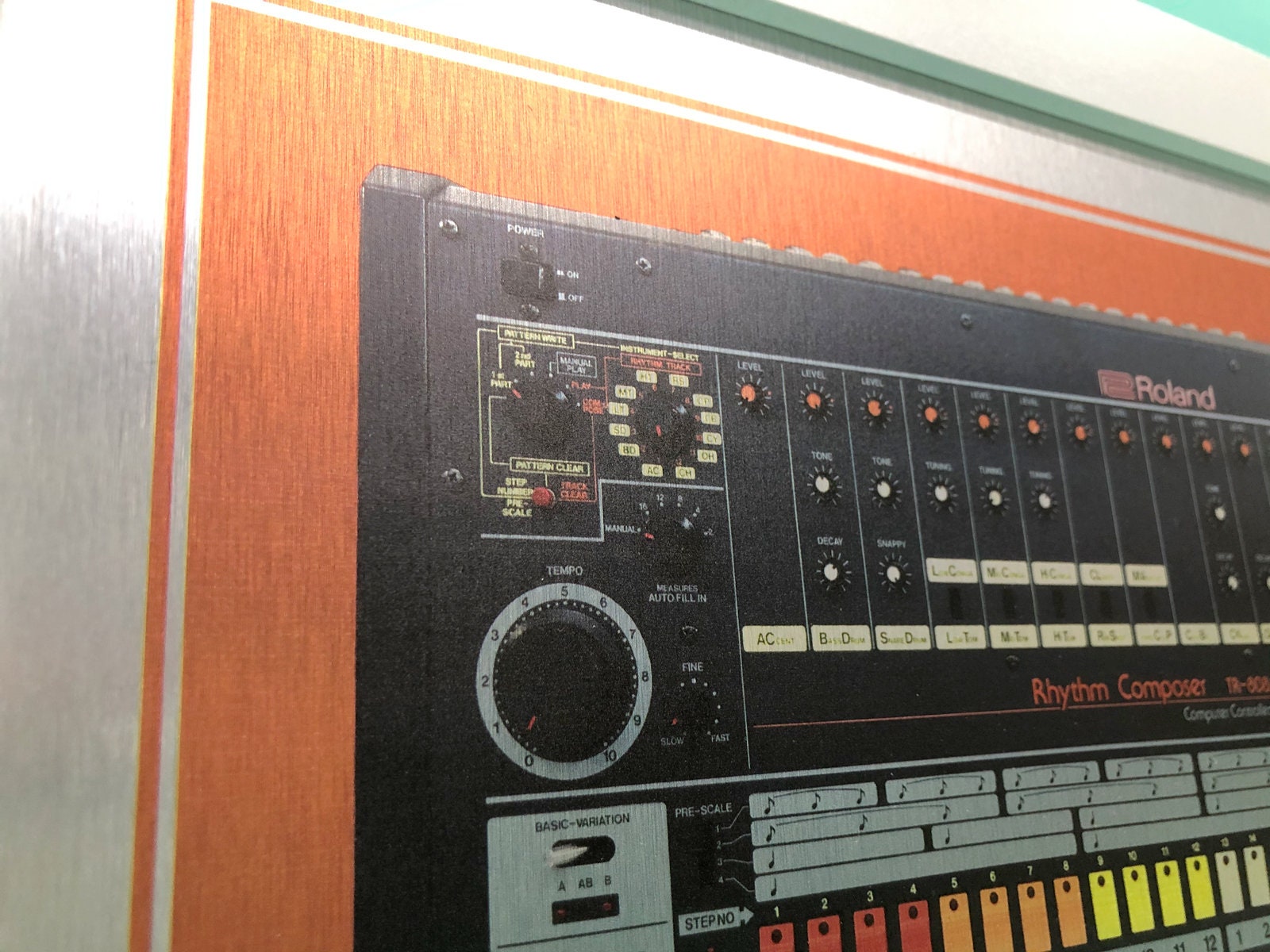 A4 Framed Roland TR - 808 Drum Machine Printed Directly to Aluminium ...