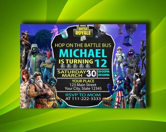 fortnite invitation birthday invitation kids invitation card party supplies - fortnite fsk 12