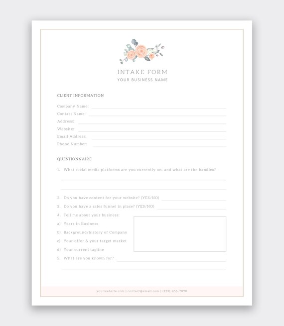 Client Info Sheet Template Coaching Tools From The