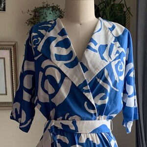 Vintage Linen White and Blue Dress 80&#39;s