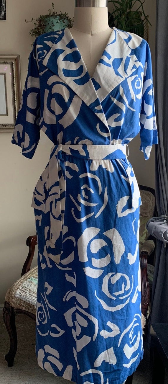90s Stone Blue Linen Dress