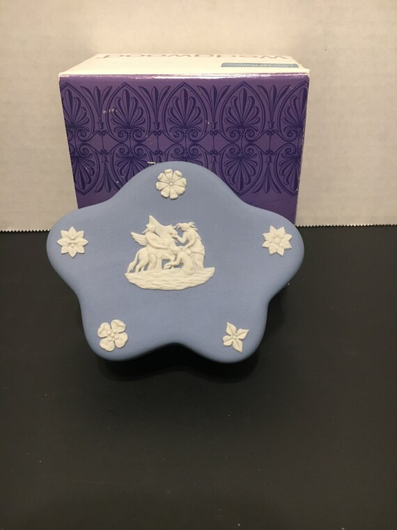 Vintage Wedgwood Jasperware Light Blue Trinket Box,Ho… Gem