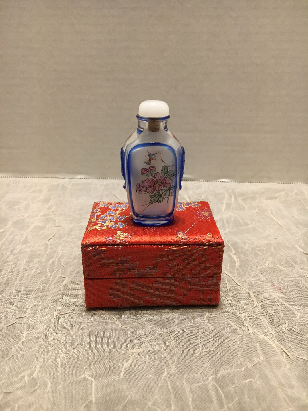 Vintage Japanese Snuff Bottle Glass Handpainted oriental Etsy