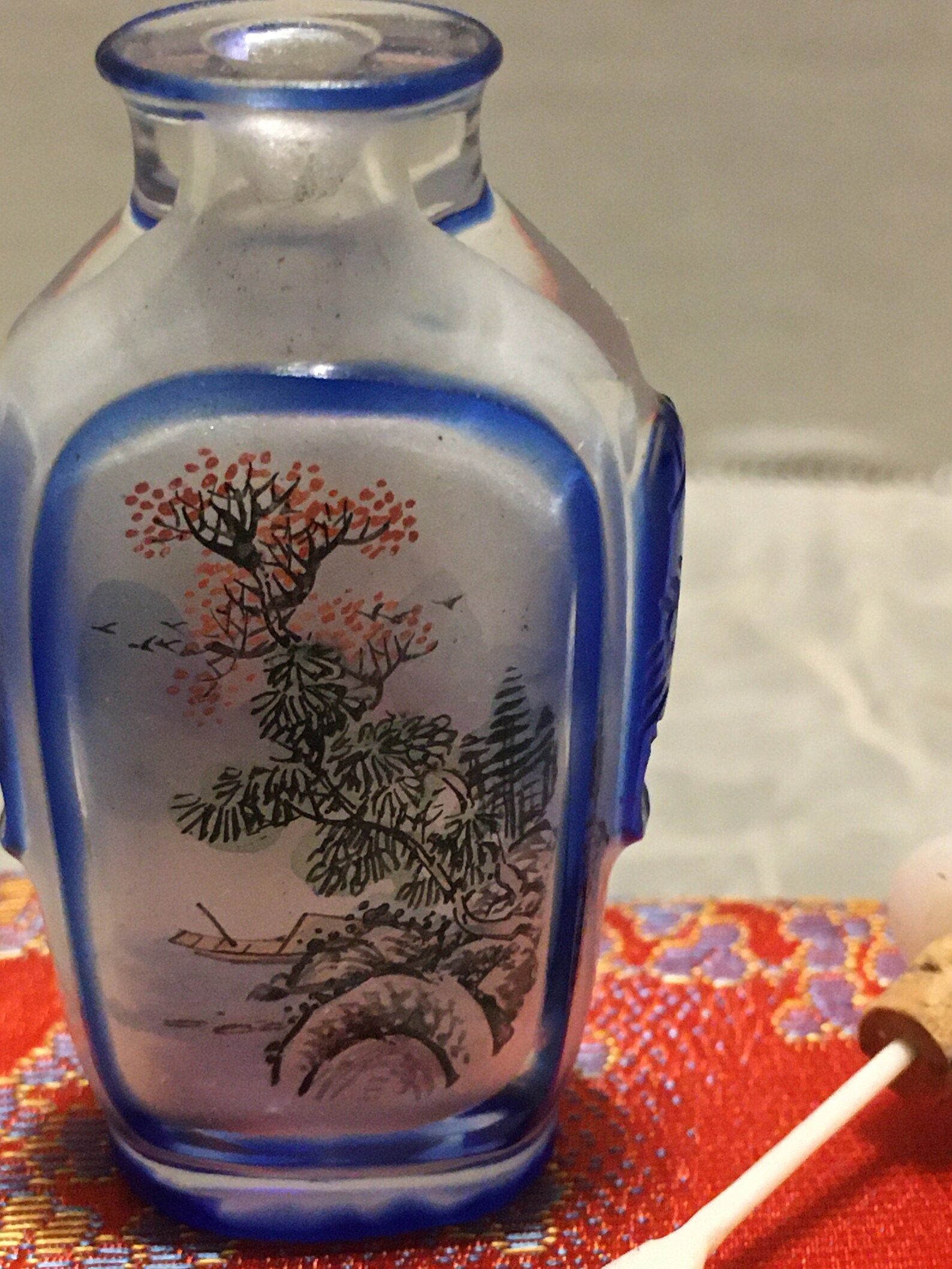 Vintage Japanese Snuff Bottle Glass Handpainted oriental Etsy