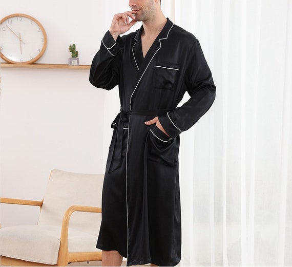 Men's Mulberry Silk Robe 100% Real Mulberry Silk 6A 