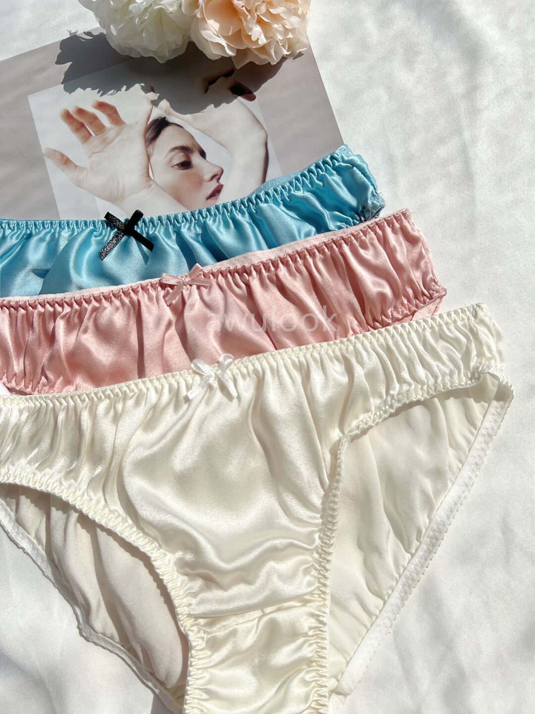 Women Bikini Mulberry Silk Pantie, Mid Waist, 13 Colors 100 Silk