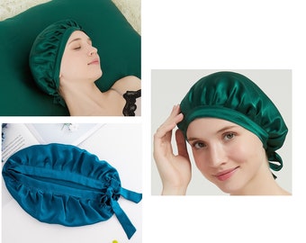 Adjustable Silk Night Hat, 100% 6A Grade Mulberry Silk, 19Momme /Luxury Sleeping Bonnet Cap/ Silk Hair Wrap| Multi Colors