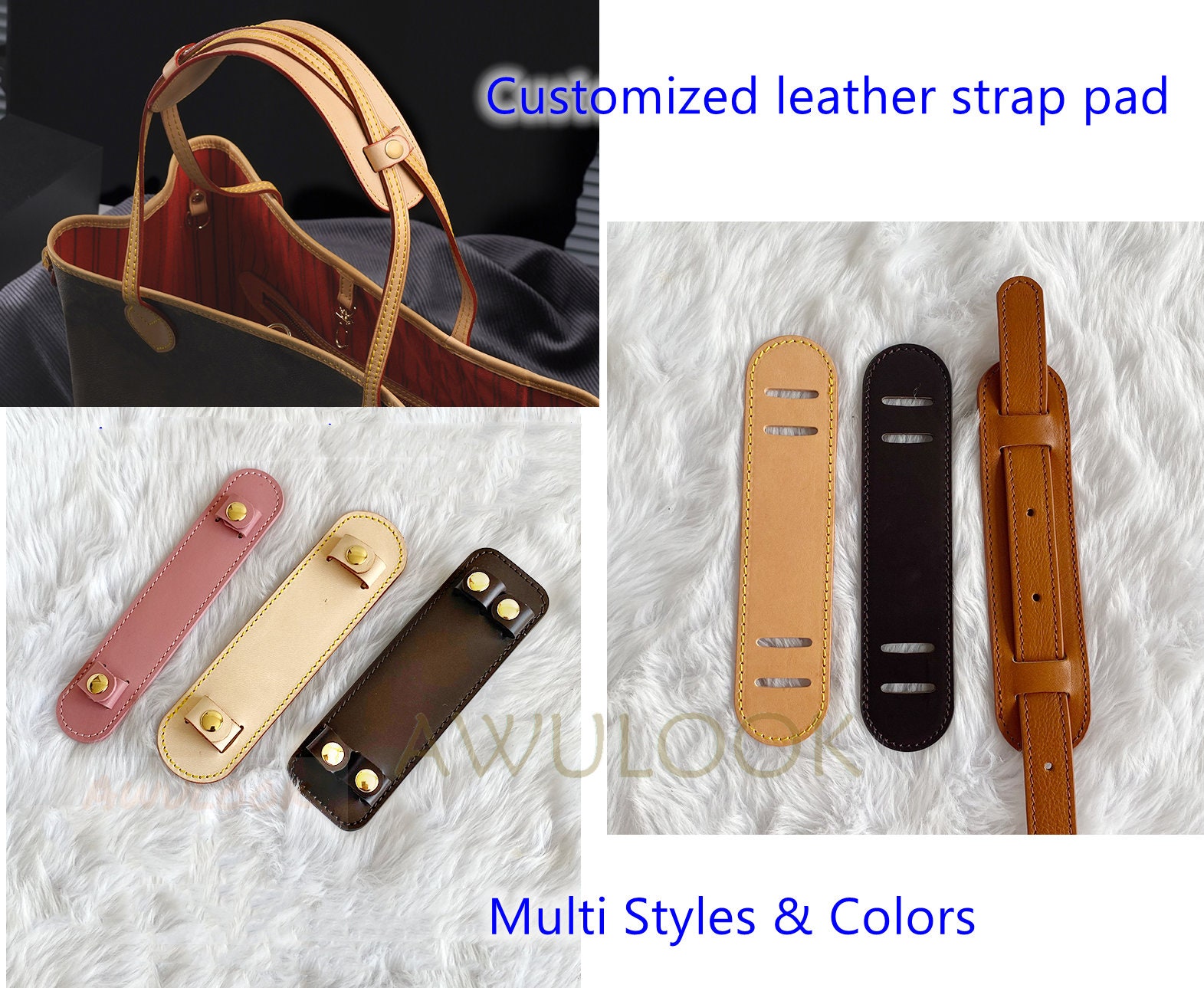 Vachetta Satchel Shoulder Bag Removable Leather Strap +Protector for LV  DIANE