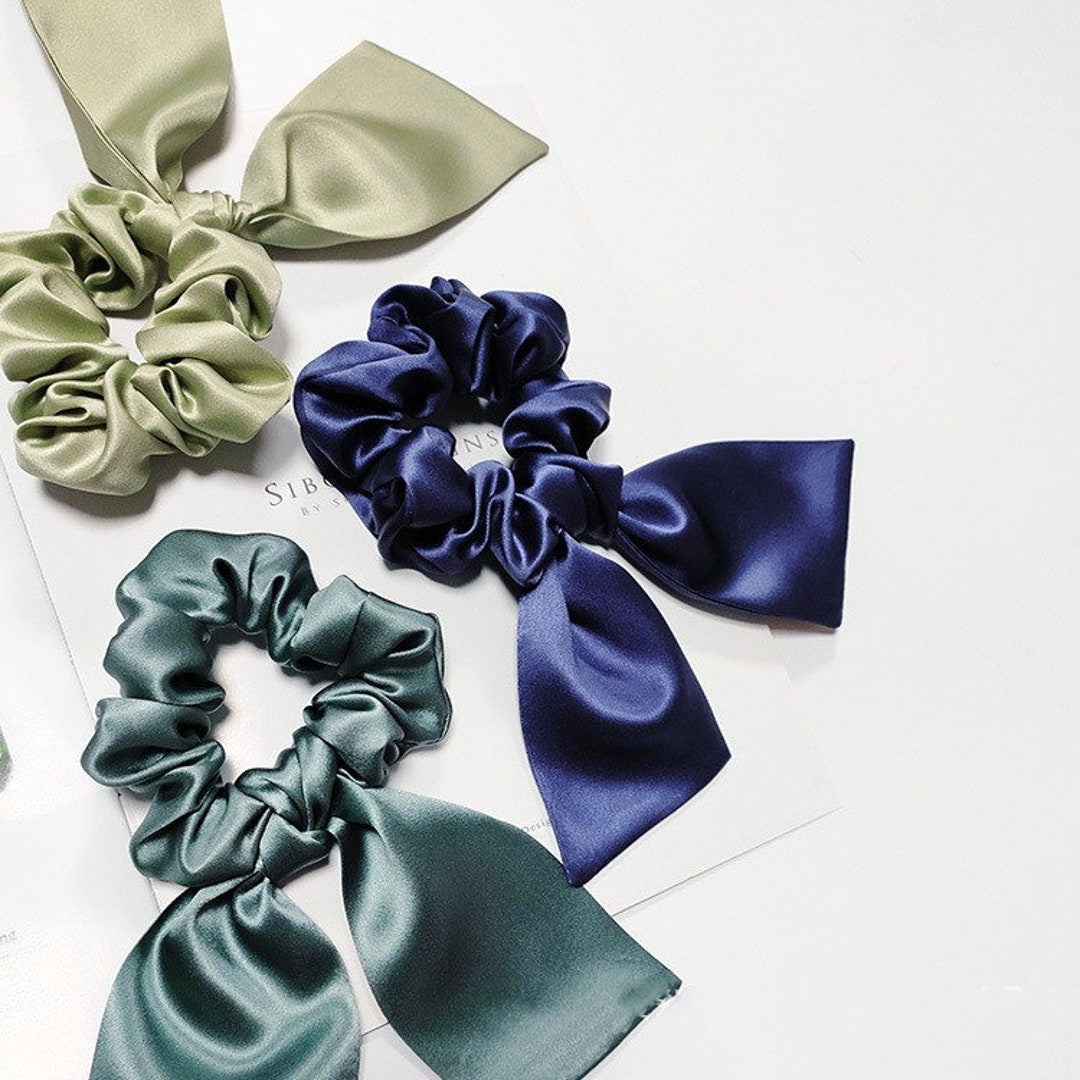 30momme 100% Mulberry Silk Hair Scrunchy With Bow Premium 6A - Etsy