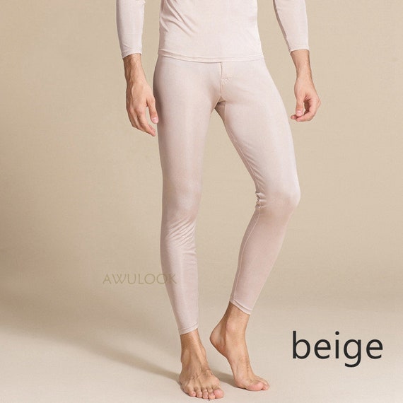 Men Silk Leggings/Tight/Thermal Underwear, 100% 6A grade Knit