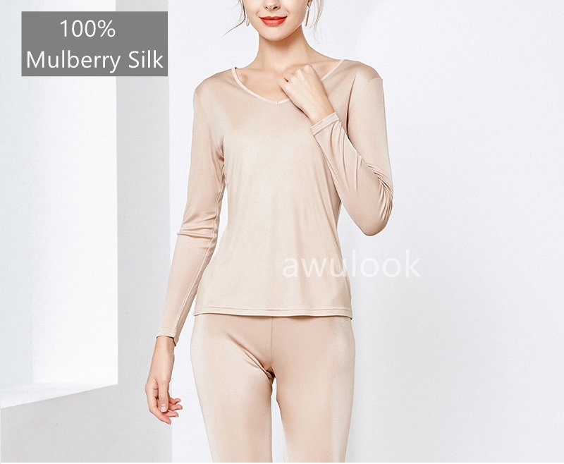 Women Mulberry Silk Thermal Underwear/leggings, 2 Colors/ Long