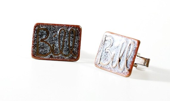 Boutons de manchette vintage, années 60, en Avec le nom