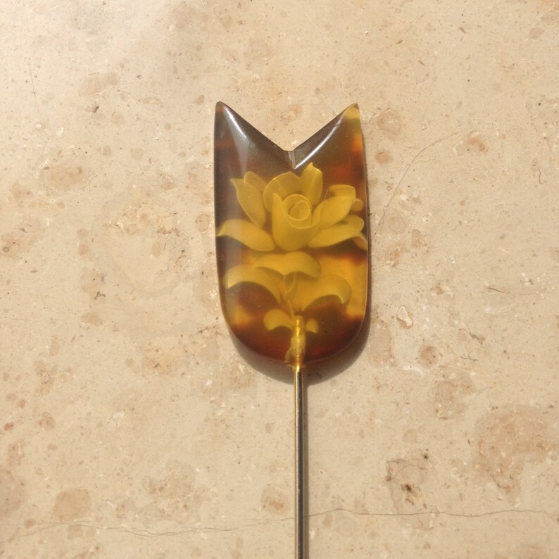 30s-40s Vintage retro engraved pin with rose