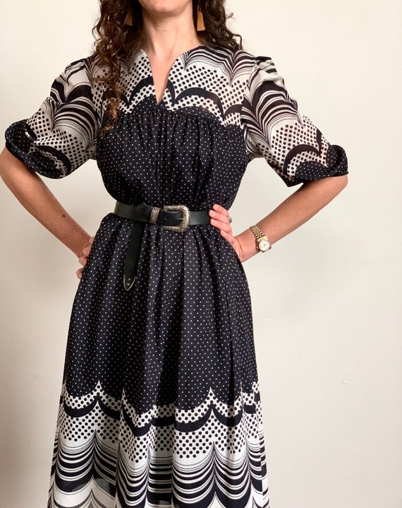 1960s Mod Polka Dot Babydoll Dress