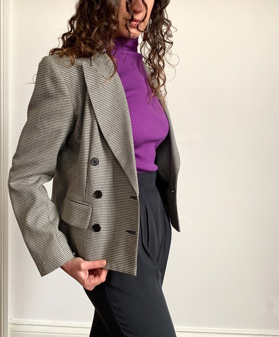 1980s Wool Houndstooth Double-Breasted Blazer