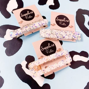 Florescent White Star & Moon Sequin Hair Clip | White Glitter Hair Accessories | Handmade Resin Slide | Alligator Grip | Crocodile Barrette