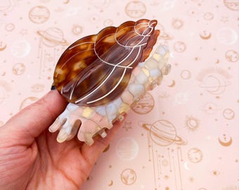 Large Snail Claw Clip | Handmade Green Marble Acrylic | Hair Claw Clip